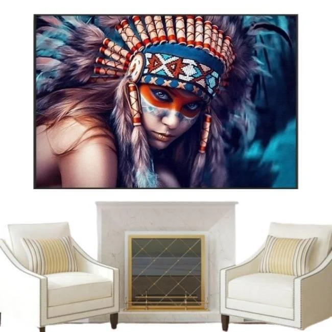 Tableau Vintage Coiffe Indienne – Image 2