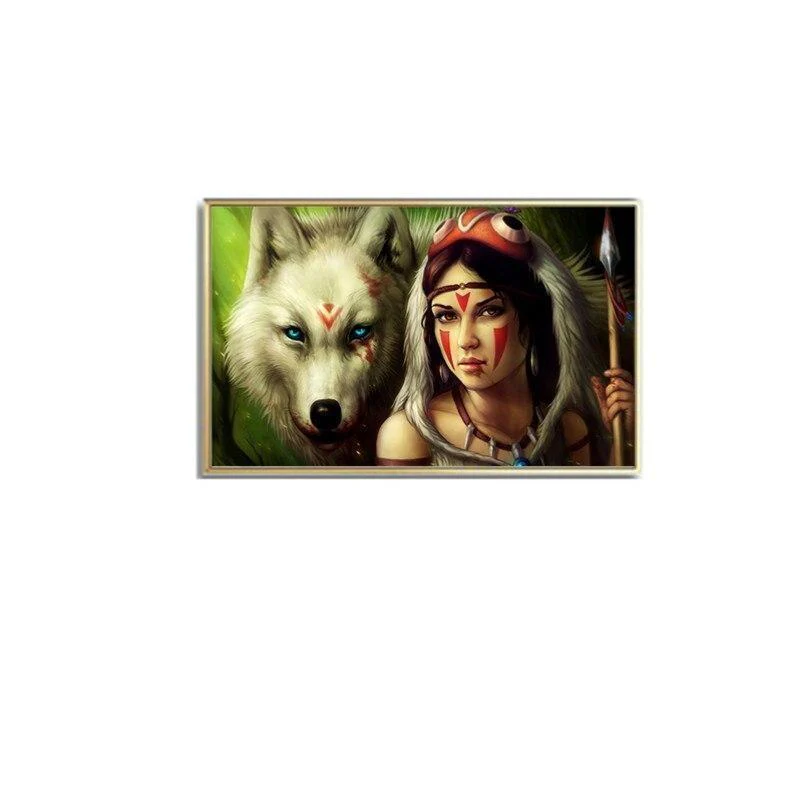Tableau Vintage Loup Indien – Image 7