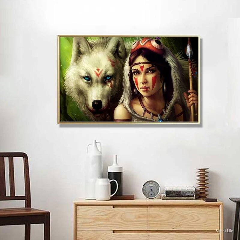 Tableau Vintage Loup Indien – Image 5