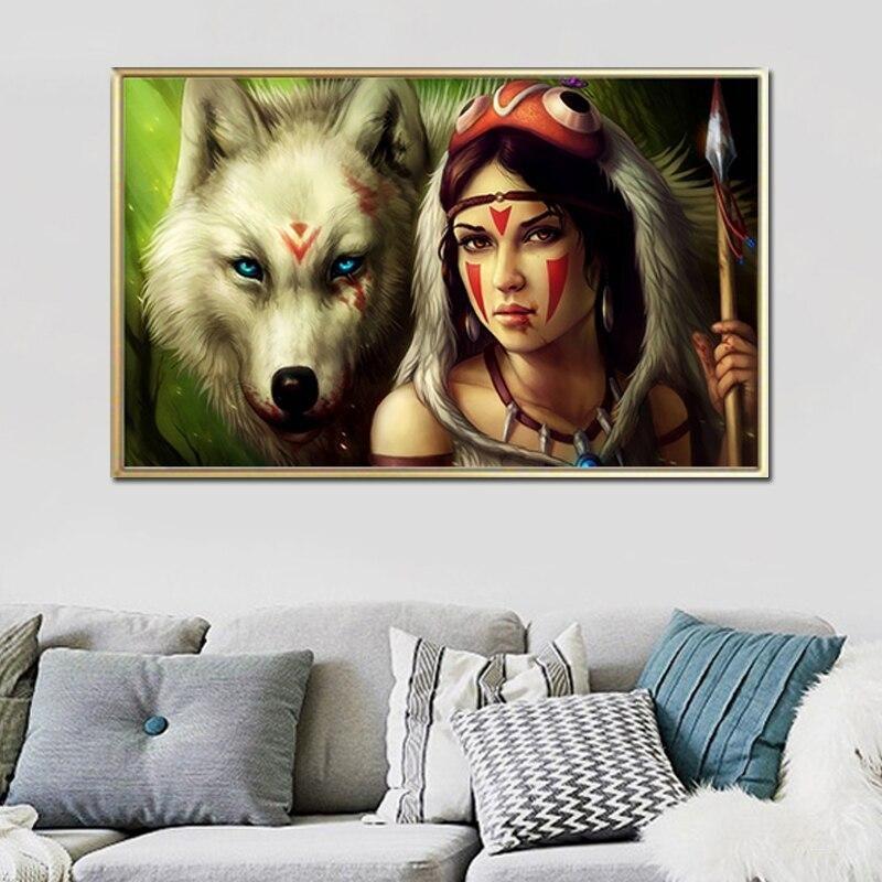Tableau Vintage Loup Indien – Image 4