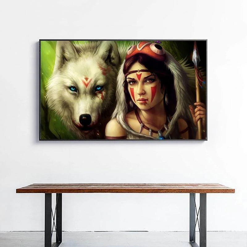Tableau Vintage Loup Indien – Image 3