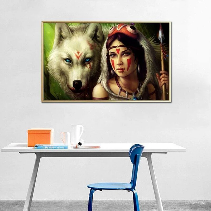 Tableau Vintage Loup Indien – Image 6