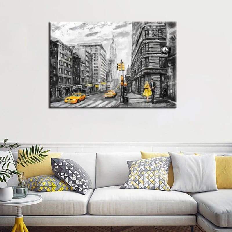 Tableau Vintage New York Noir Et Blanc Taxi Jaune – Image 4