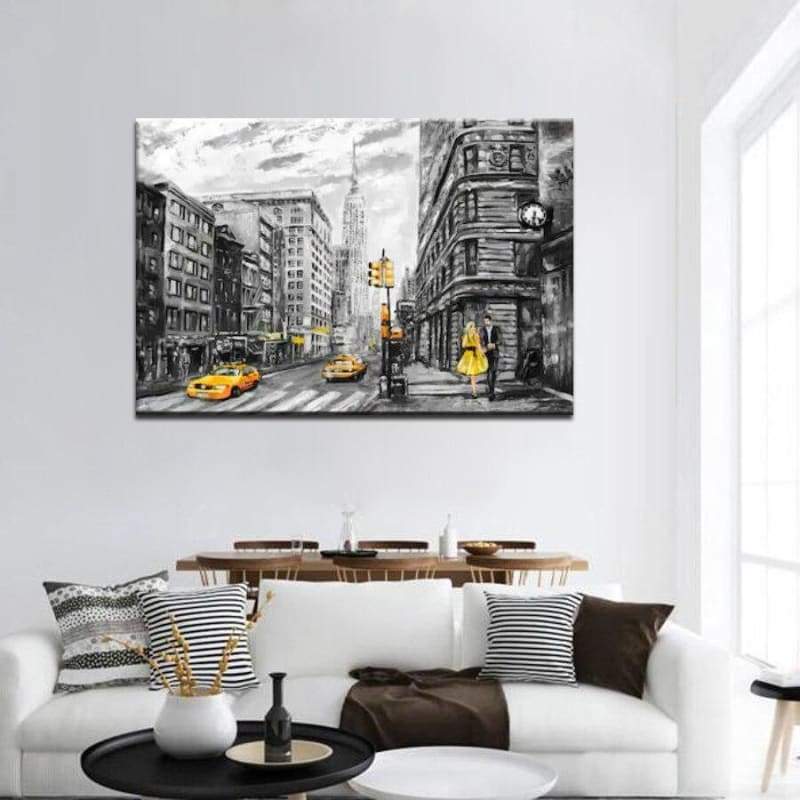 Tableau Vintage New York Noir Et Blanc Taxi Jaune – Image 5