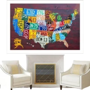 Tableau Vintage Plaque Immatriculation USA