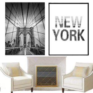 Tableau Vintage New York Pont De Manhattan