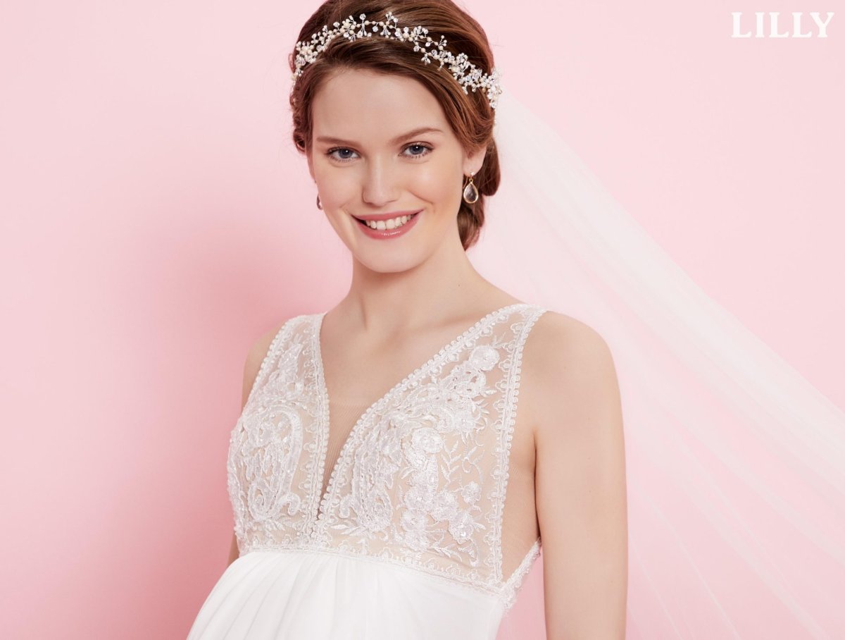 Robe De Mariée Femme Enceinte Blanche – Image 4