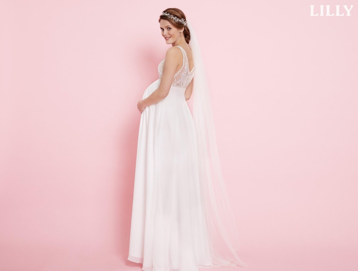 Robe De Mariée Femme Enceinte Blanche – Image 3